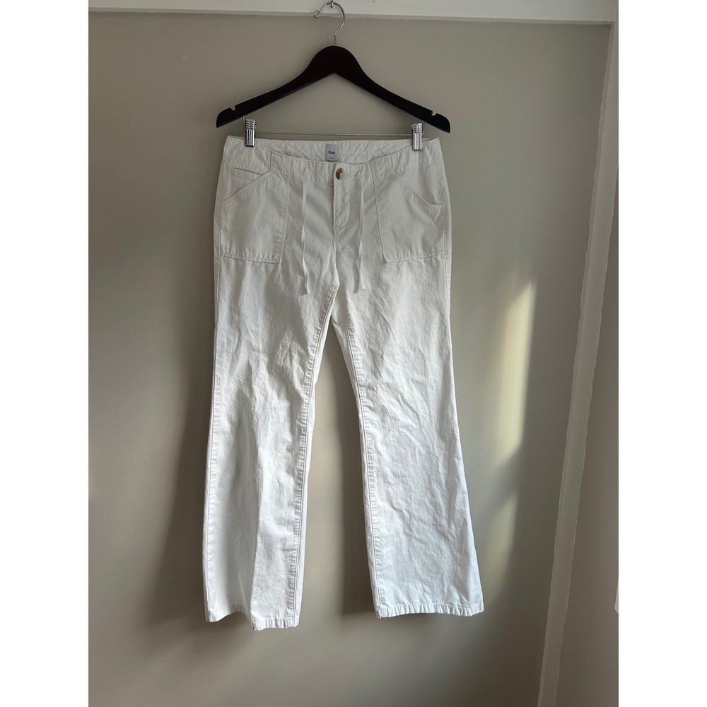 Gap Wide Leg Utility Pants Womens 10 White EUC Coastal Summer Cotton Trousers - Picture 1 of 8